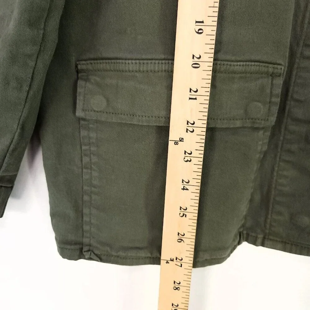 Good American Utility Jacket Size 3 Army Green Front Pockets Snap Button UP - Picture 9 of 11